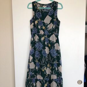 Merona Forest Green Floral Maxi Dress; Size S